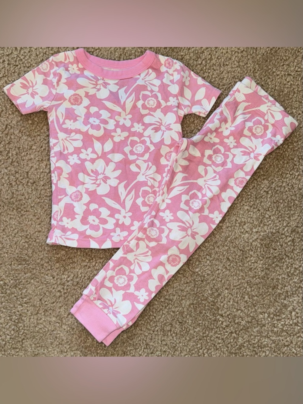 Kids Pink Floral Pajama Set